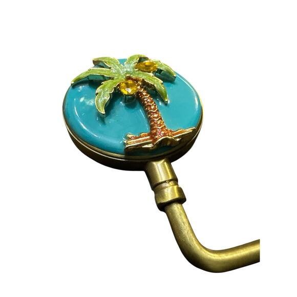 SPRING STREET CREAM GOLD RHINESTONE PURSE HOOK FOLDABLE HANDBAG TABLE HOLDER - Picture 3 of 4